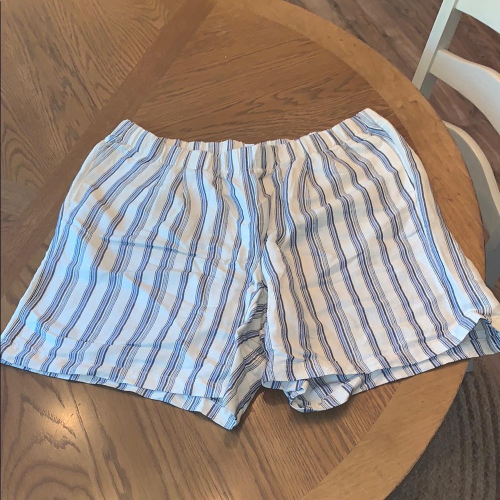 J. Jill Blue And White Striped Elastic Waist Shorts Size XL